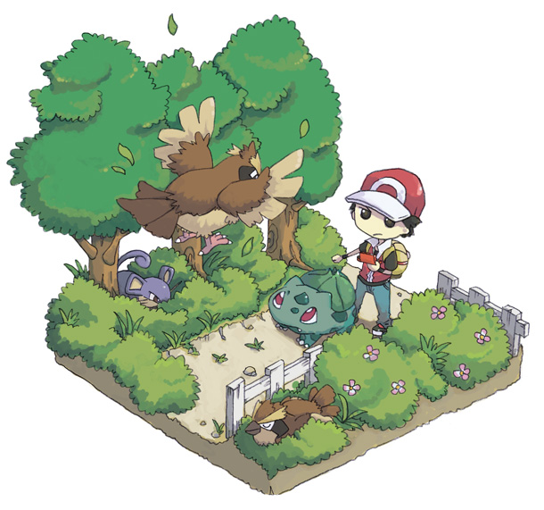 red, bulbasaur, pidgey, and rattata (pokemon and 1 more) drawn by ueshita