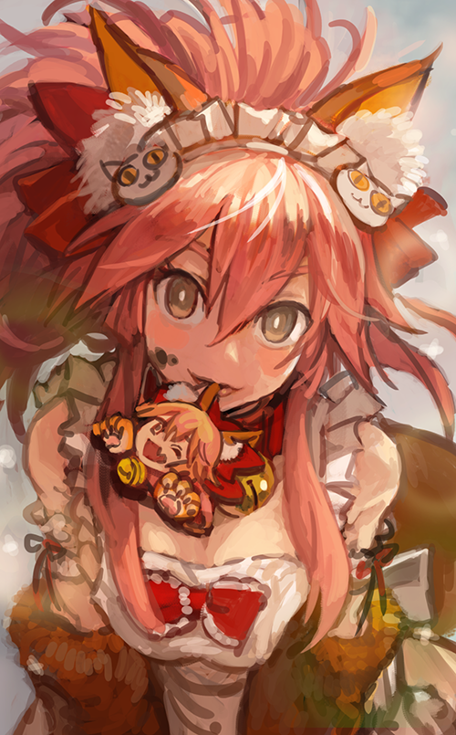 tamamo and tamamo cat (fate and 1 more) drawn by burari
