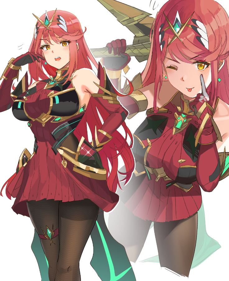 pyra and mythra (xenoblade chronicles and 2 more) drawn by ormille