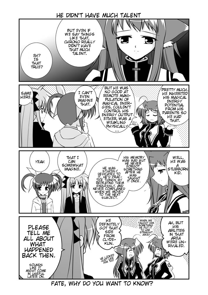 fate testarossa, takamachi nanoha, lieselotte, and liesearia (lyrical nanoha and 2 more) drawn by mikage_takashi