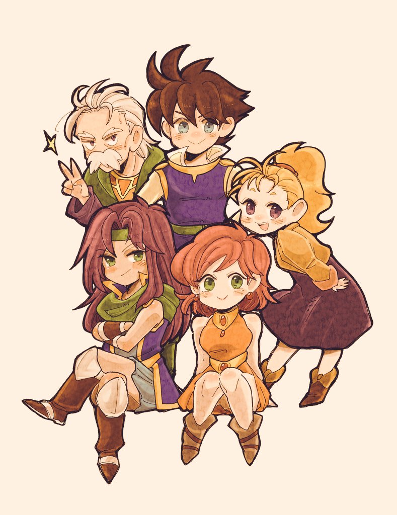 lenna charlotte tycoon, faris scherwiz, bartz klauser, krile mayer baldesion, and galuf halm baldesion (final fantasy and 1 more) drawn by saitou_piyoko