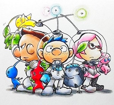 red pikmin, yellow pikmin, blue pikmin, winged pikmin, rock pikmin, and 3 more (pikmin and 1 more) drawn by akira_(8877ice)