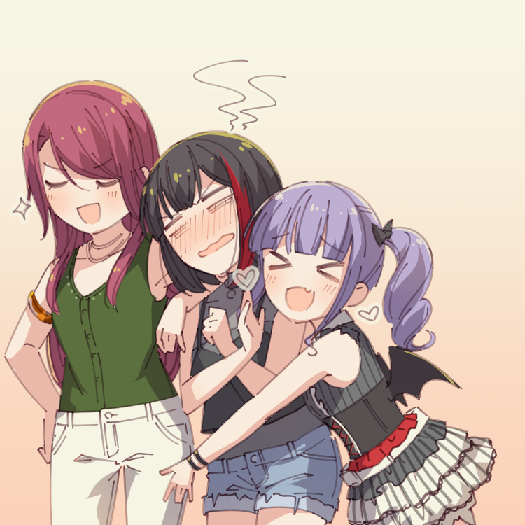 mitake ran, udagawa tomoe, and udagawa ako (bang dream!) drawn by ayasaka