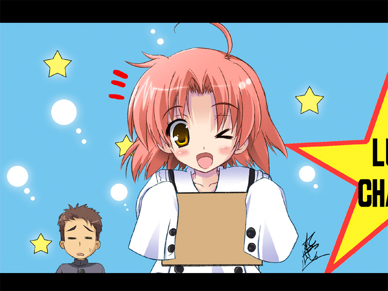 kogami akira and shiraishi minoru (lucky star) drawn by happy_birthday_(artist)