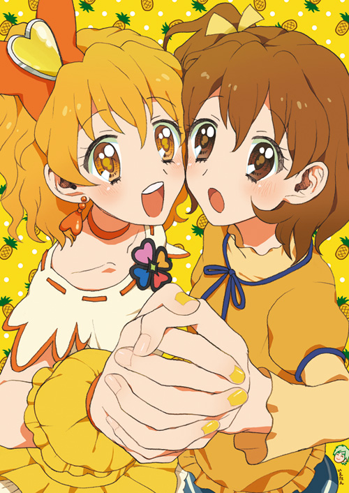 yamabuki inori, cure pine, wester, and nishi hayato (precure and 1 more) drawn by ietan