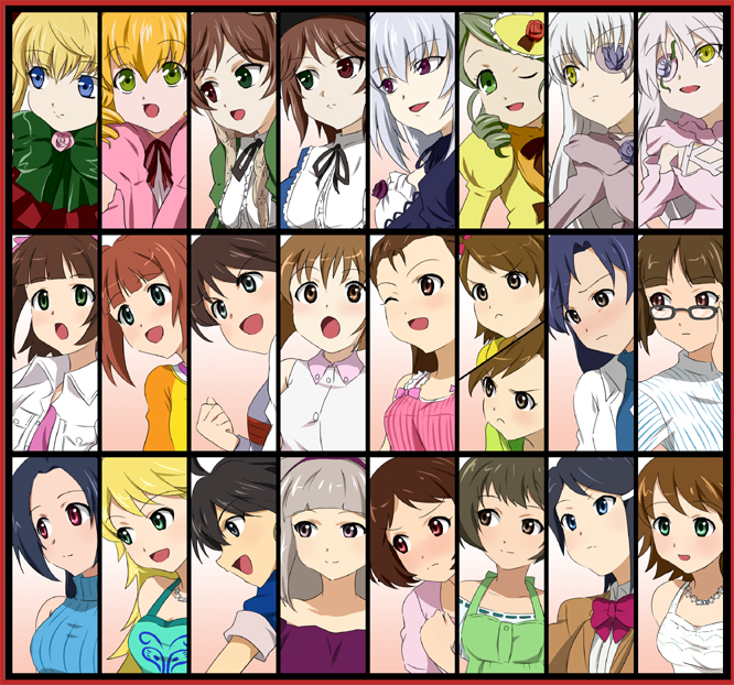 hoshii miki, kisaragi chihaya, amami haruka, kikuchi makoto, shijou takane, and 21 more (idolmaster and 3 more) drawn by ikari_manatsu