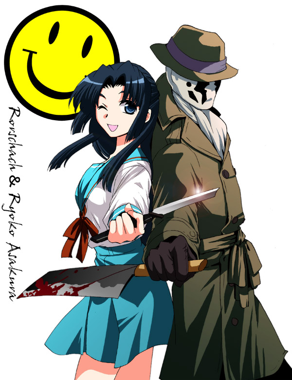 asakura ryoko and rorschach (suzumiya haruhi no yuuutsu and 2 more) drawn by mgk968