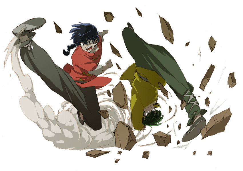 saotome ranma and hibiki ryouga (ranma 1/2) drawn by mito_tomiko