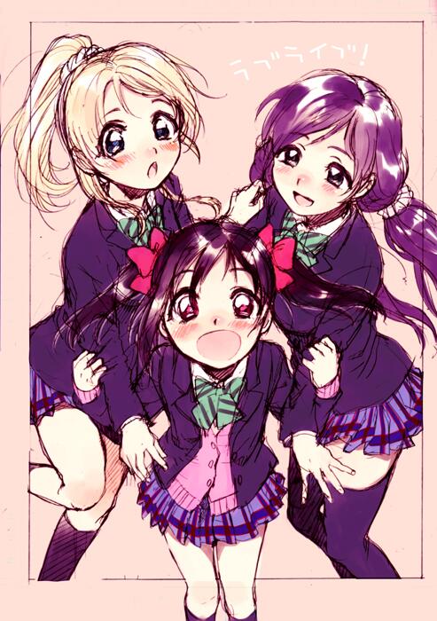 tojo nozomi, yazawa nico, and ayase eli (love live! and 1 more) drawn by amezawa_koma