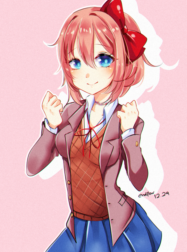 sayori (doki doki literature club) drawn by aliceyawnin