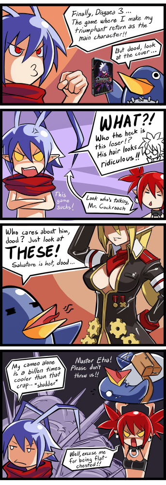 etna, prinny, laharl, and salvatore (disgaea and 1 more) drawn by eu03