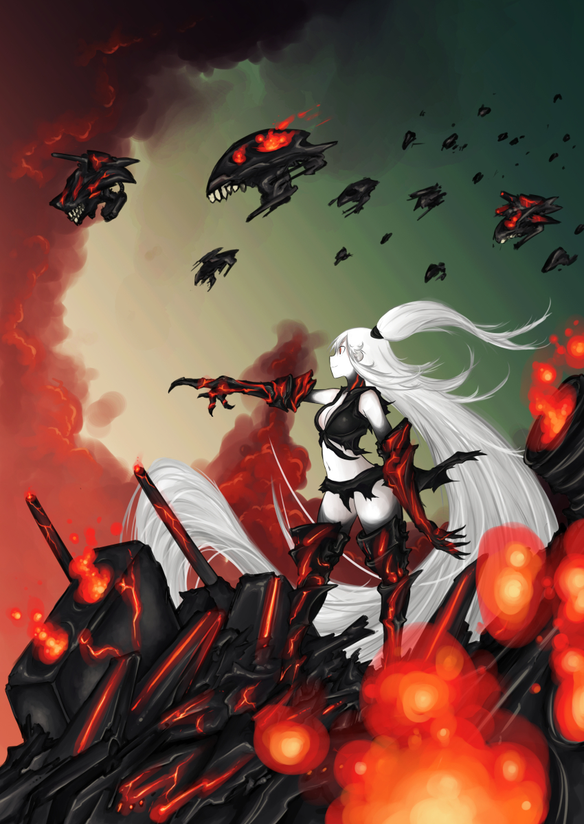enemy aircraft and aircraft carrier princess (kantai collection) drawn by dmt_(auburn)