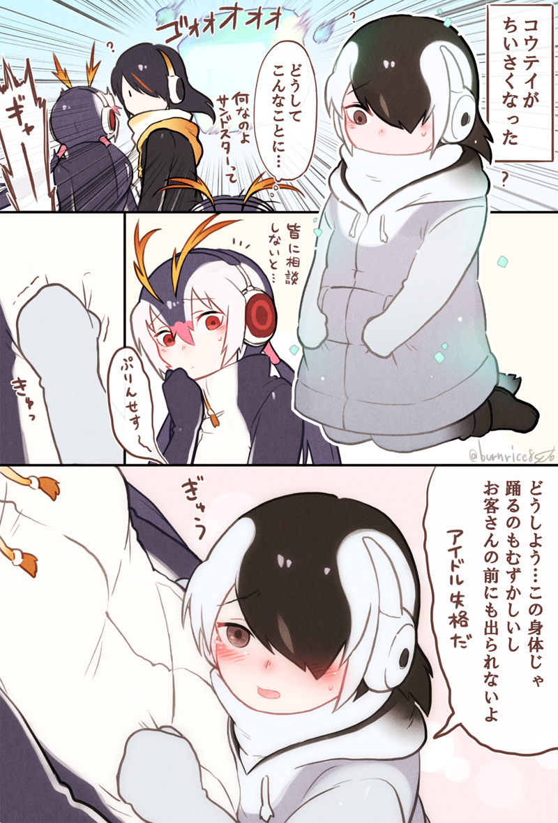 emperor penguin, royal penguin, and rockhopper penguin (kemono friends) drawn by seto_(harunadragon)
