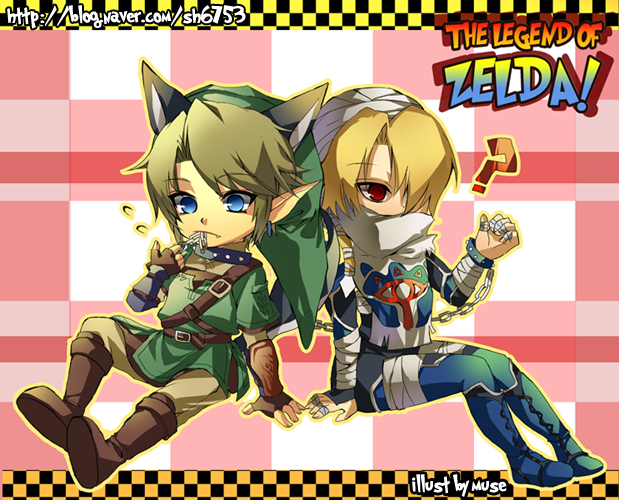 link, sheik, and wolf link (the legend of zelda and 2 more) drawn by muse_(rainforest)