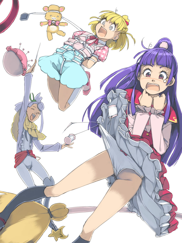 asahina mirai, izayoi liko, mofurun, and francois (precure and 1 more) drawn by akinbo_(hyouka_fuyou)