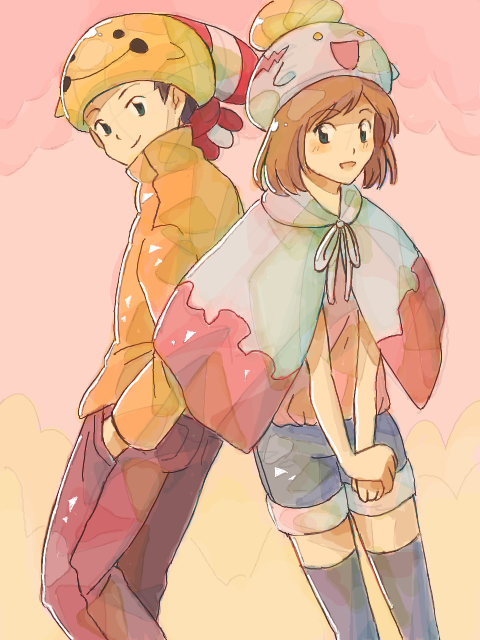 may, brendan, chimecho, and chingling (pokemon and 1 more) drawn by gawase
