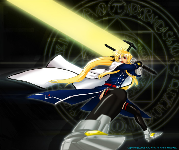 fate testarossa and bardiche (lyrical nanoha and 1 more) drawn by hachi_(hachikai)