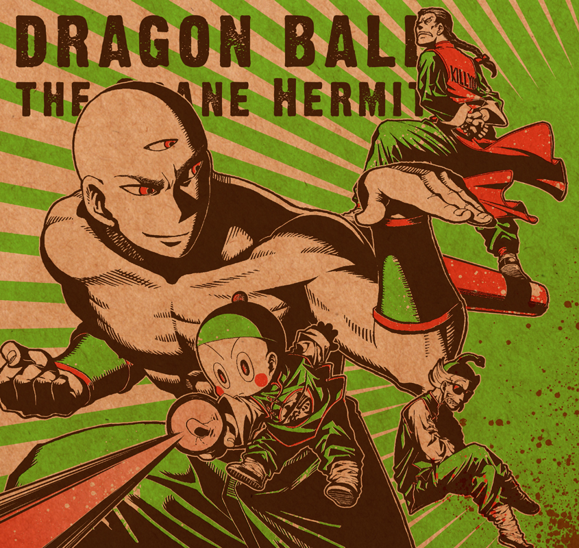 tenshinhan, chaozu, tao pai pai, and tsuru sennin (dragon ball) drawn by chihiro3310
