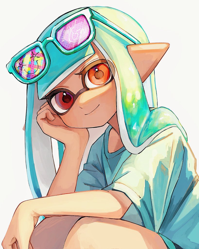 inkling player character and inkling girl (splatoon) drawn by kodak_painter