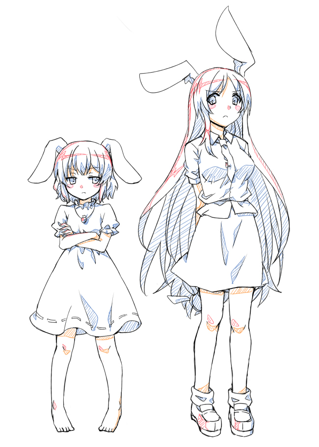 reisen udongein inaba and inaba tewi (touhou) drawn by 00tea