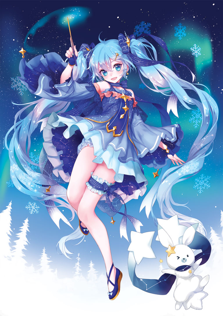 hatsune miku, yuki miku, and rabbit yukine (vocaloid and 1 more) drawn by comet_(teamon)