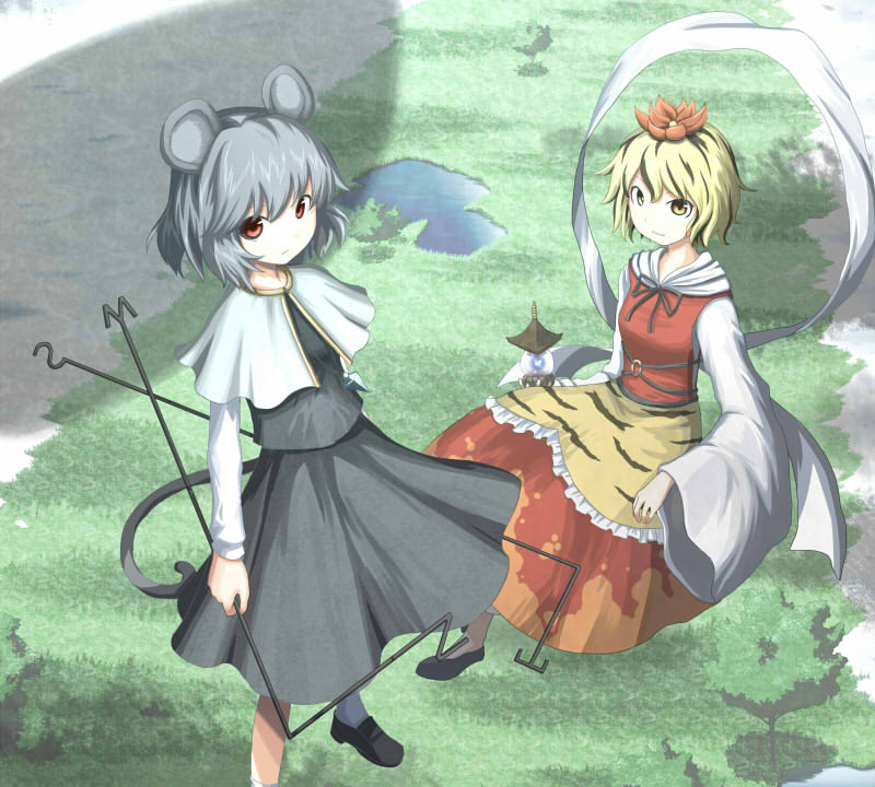 nazrin and toramaru shou (touhou) drawn by daitai