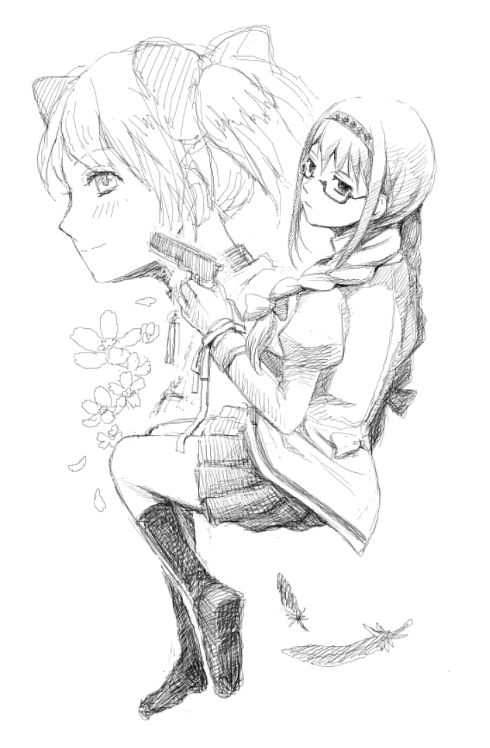 akemi homura and kaname madoka (mahou shoujo madoka magica and 1 more) drawn by ysn