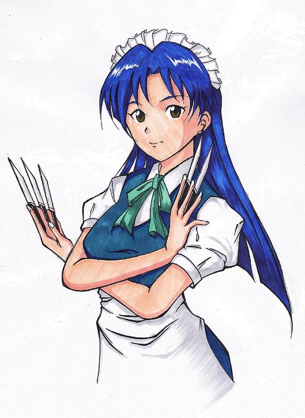 izayoi sakuya and kisaragi chihaya (touhou and 1 more) drawn by pucchii