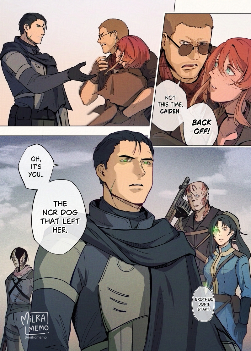 courier, noelle rutherford, craig boone, lone wanderer, clarity jade, and 3 more (fallout and 2 more) drawn by milramemo