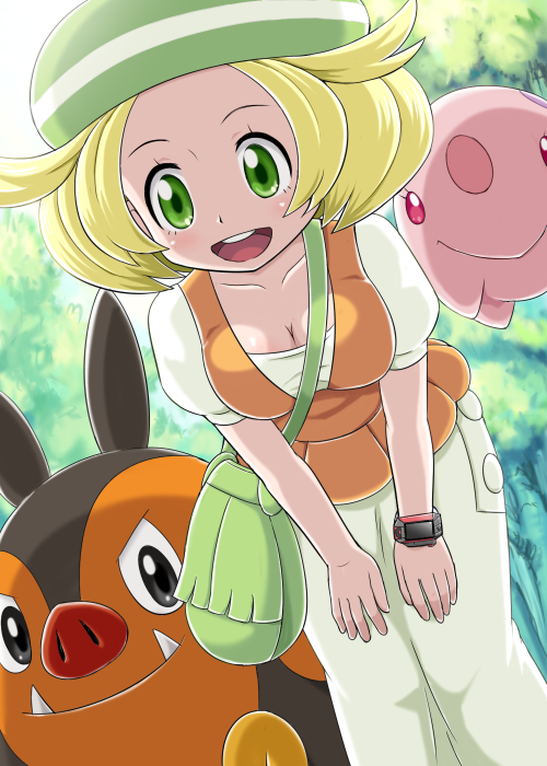 bianca, munna, and pignite (pokemon and 1 more) drawn by pokemoa