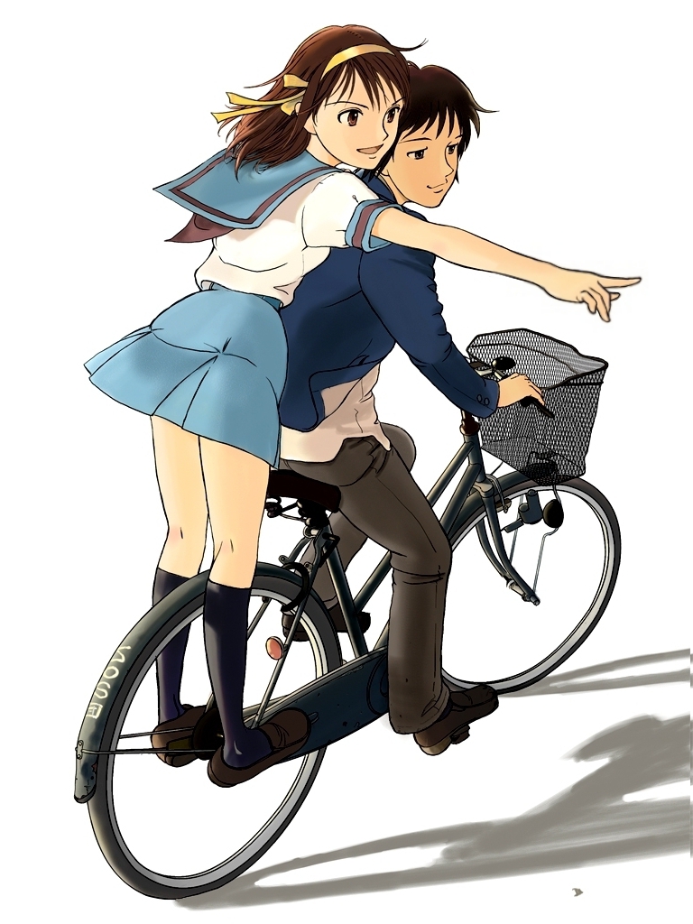 suzumiya haruhi and kyon (suzumiya haruhi no yuuutsu) drawn by takizawa_seihou