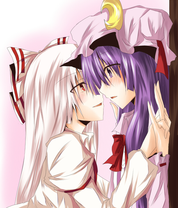 patchouli knowledge and fujiwara no mokou (touhou) drawn by ram_hachimin