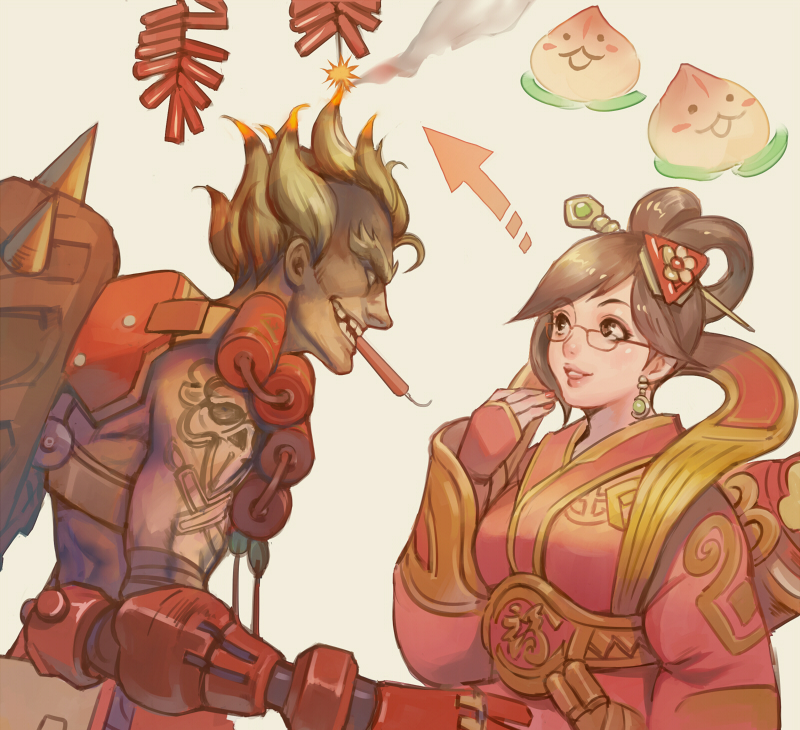 mei, junkrat, pachimari, luna mei, and firework junkrat (overwatch and 1 more) drawn by hage2013