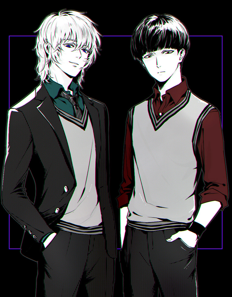 kageyama shigeo and hanazawa teruki (mob psycho 100) drawn by changye