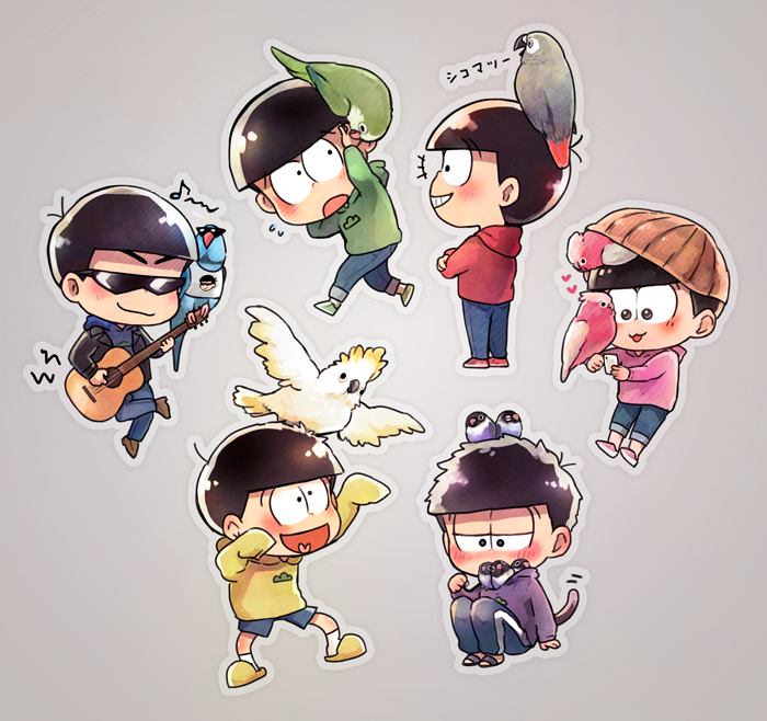 matsuno osomatsu, matsuno karamatsu, matsuno ichimatsu, matsuno jyushimatsu, matsuno choromatsu, and 1 more (osomatsu and 2 more) drawn by nuriko-kun