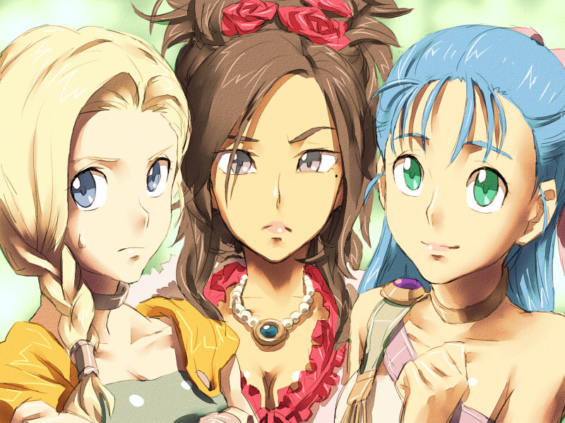 bianca, flora, and deborah (dragon quest and 1 more) drawn by baariya