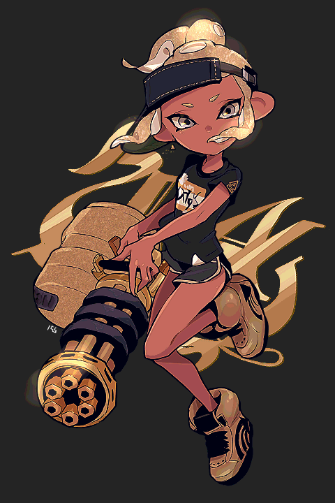 octoling player character and octoling girl (splatoon and 1 more) drawn by imaikuy0