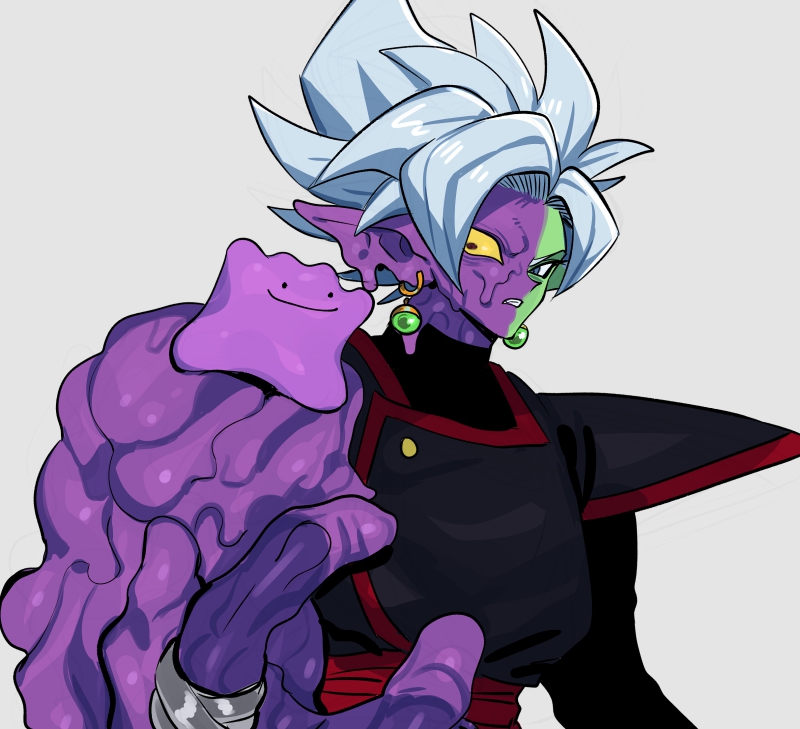 ditto, zamasu, and fused zamasu (pokemon and 2 more) drawn by nanika_(nnkgh)