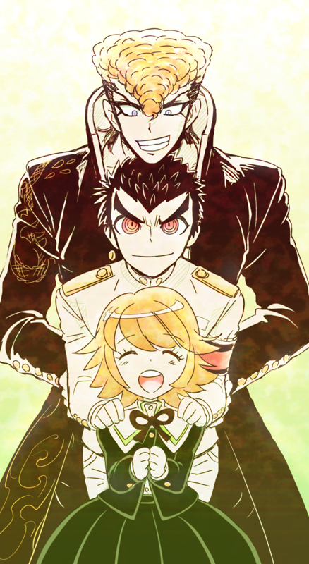 fujisaki chihiro, ishimaru kiyotaka, and owada mondo (danganronpa and 1 more) drawn by koracoid