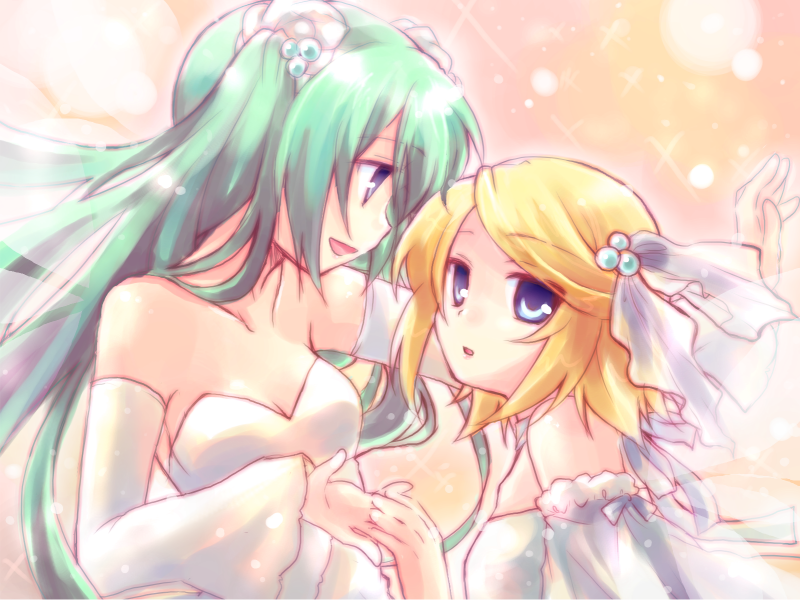 hatsune miku and kagamine rin (vocaloid) drawn by kousetsu