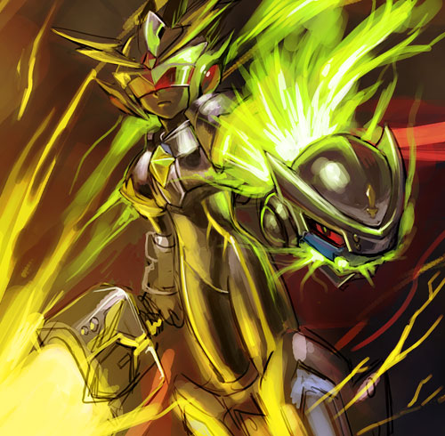 geo stelar, star force mega man, and thunder zerker (mega man and 2 more) drawn by mri