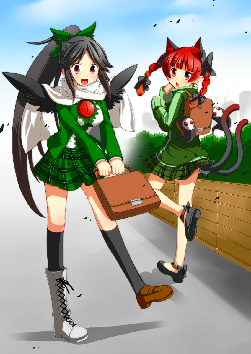kaenbyou rin and reiuji utsuho (touhou) drawn by eichi_yuu