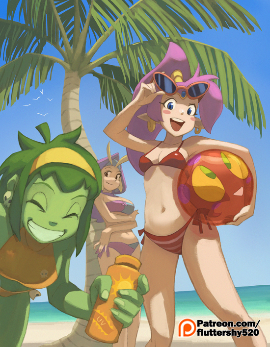 shantae, rottytops, sky, and squid baron (shantae and 1 more) drawn by green_little