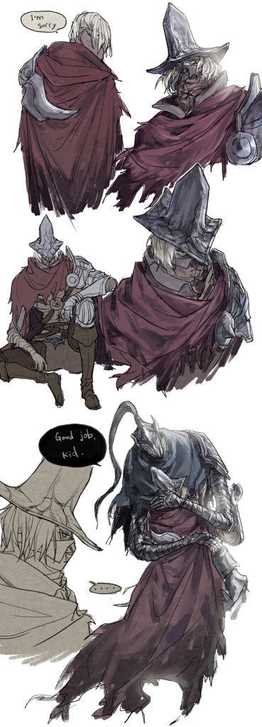 artorias the abysswalker and abyss watcher (dark souls and 2 more) drawn by tworain_w