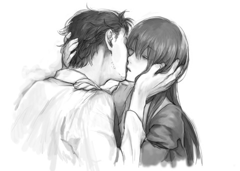 makise kurisu and okabe rintarou (steins;gate) drawn by miya_(hooooo)