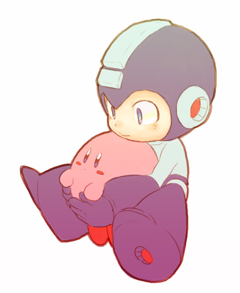 kirby and mega man (kirby and 2 more) drawn by 11kkr