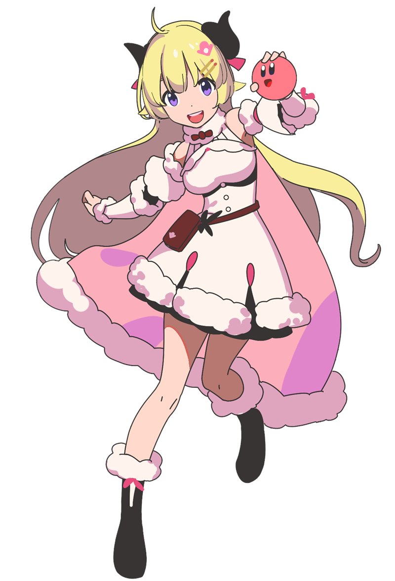 kirby and tsunomaki watame (hololive and 1 more) drawn by pako_(pakosun)