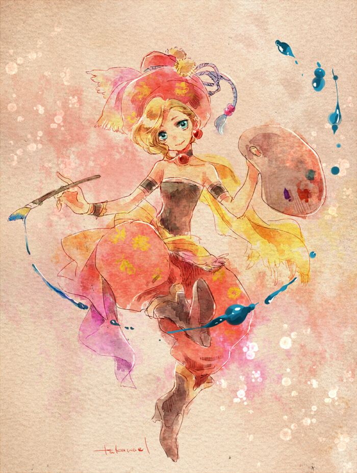 relm arrowny and pictomancer (final fantasy and 1 more) drawn by takanamushi