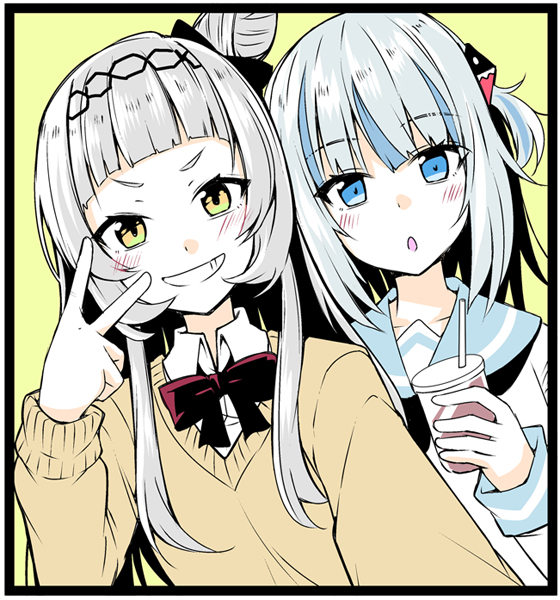 gawr gura and murasaki shion (hololive and 1 more) drawn by ichimi