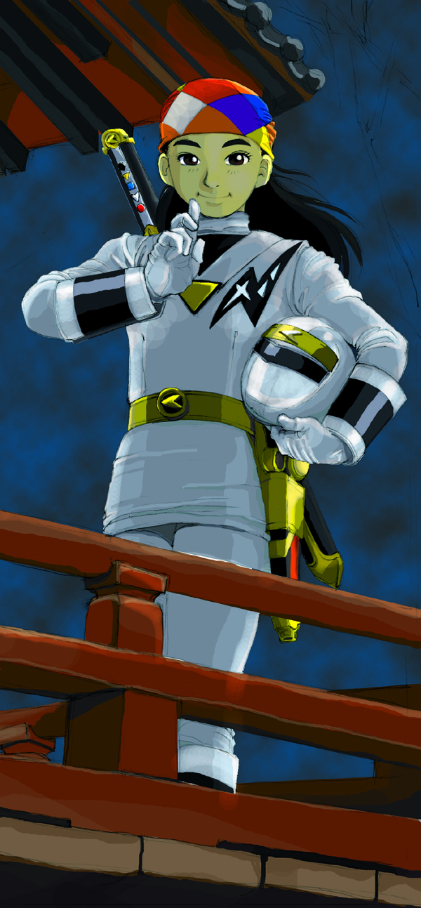 ninja white and tsuruhime (super sentai and 1 more) drawn by ka_l_tonosama